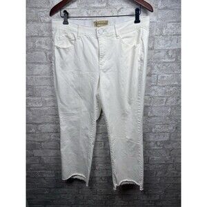 Democracy Ab Technology Fray Hem Cropped Jeans Size 12 White High Rise Stretch